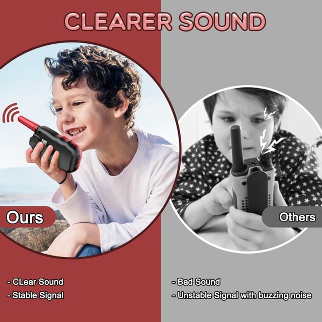 Thumbnail 6 de Kearui Walkie-Talkie für Kinder (ab ca. 3–8 Jahre), 8 Kanäle, VOX & Tastensperre – Schwarz/Rot