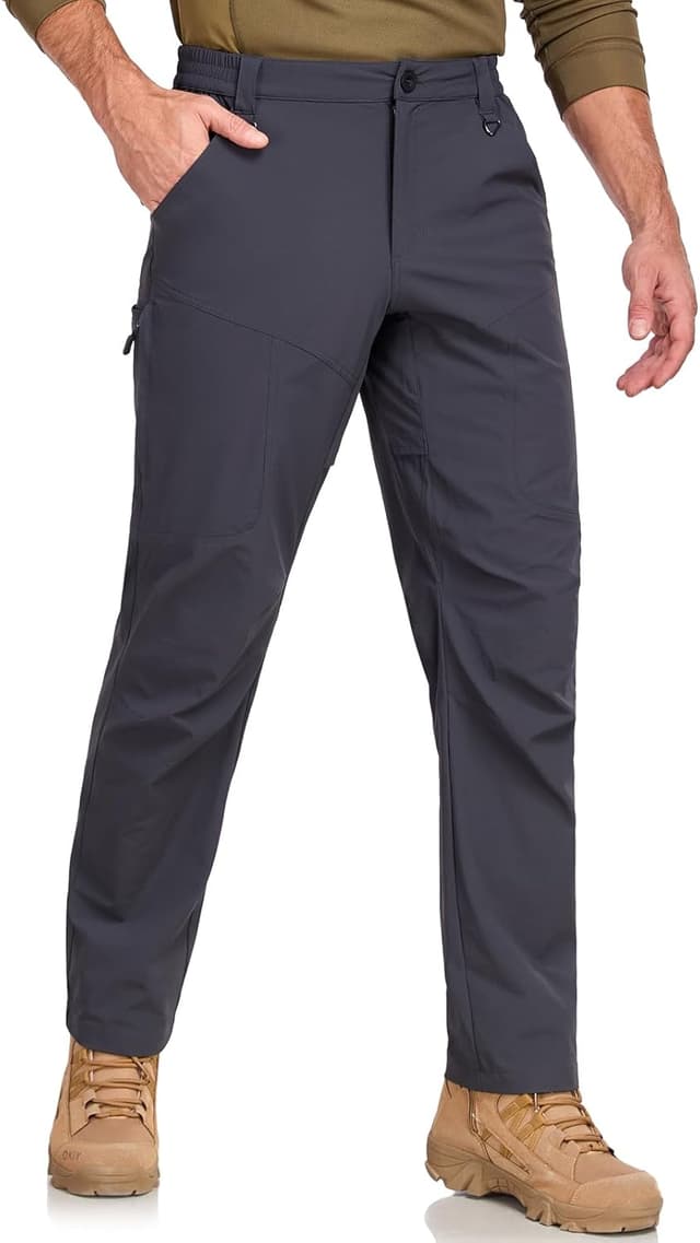 Detalle 2 de Lightweight Cargo Hiking Pants with 6 Zipper Pockets, DWR Water-Resistant Outdoor Tactical Trousers