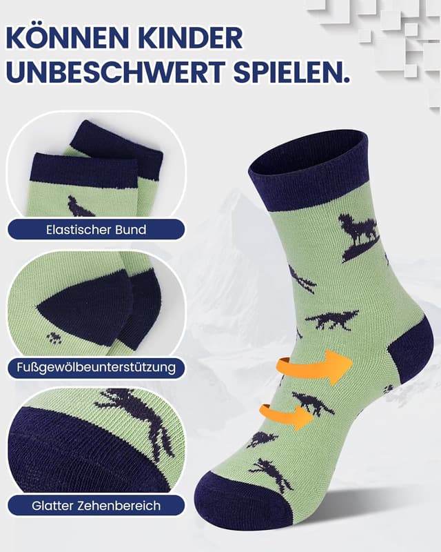 Detalle de Kyopp 10 Paar Kinder-Socken für Mädchen & Jungen – klassisch, lustige Crew Socks aus Baumwolle