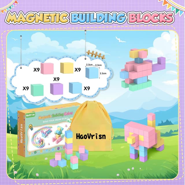 Thumbnail 5 de HaoVrisn Magnetbausteine 45-teiliges Set für Kinder 🧩