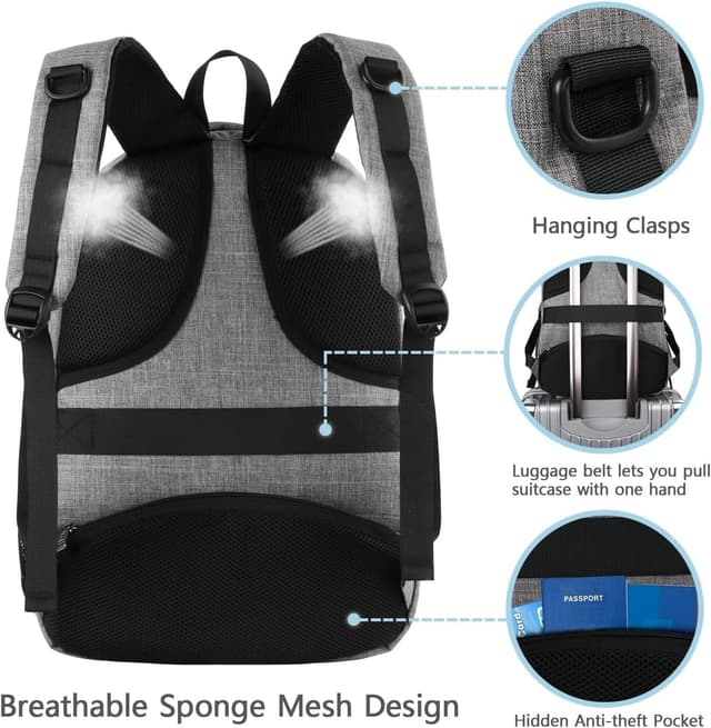 Detalle de MATEIN Laptop-Rucksack 17,3 Zoll, Anti-Diebstahl