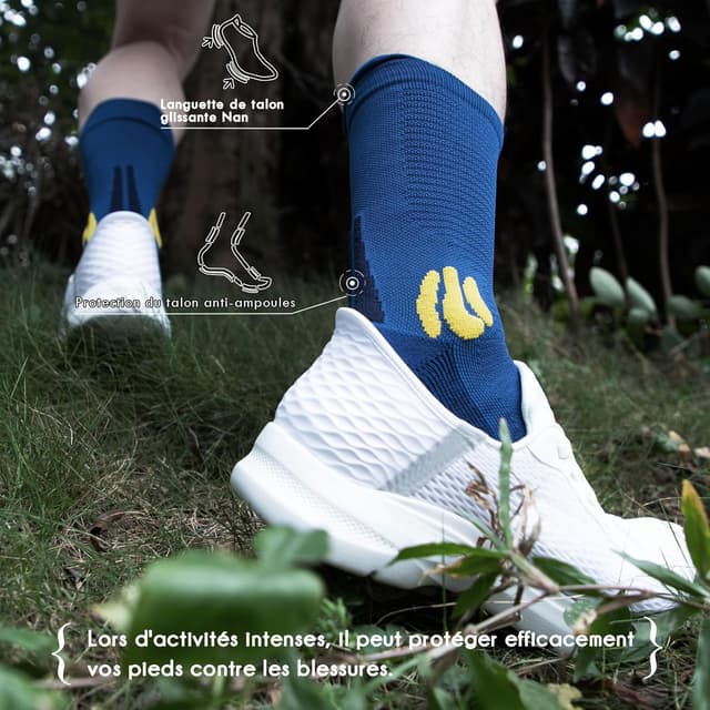 Detalle 2 de BRISIRA Coolmax Bambou — chaussettes de running/ randonnée avec compression (lot de 3)