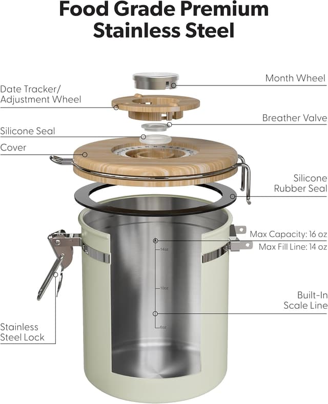 Thumbnail 4 de Veken Coffee Sugar Canister 16OZ