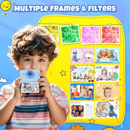 Detalle de HiMont Cámara de Fotos Infantil Instantánea con impresión térmica HD/1080P y tarjeta de 32G