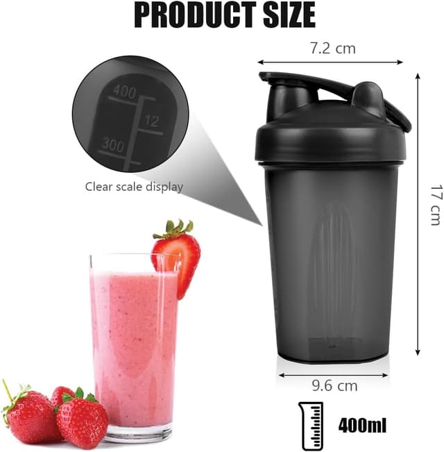 Thumbnail 1 de ACWOO Protein Shaker Bottle (500ml, 2-pack) with stainless steel mixing ball – leakproof flip-top, BPA-free, black & purple