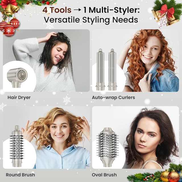 Detalle 2 de MESCOMB 5 in 1 Airstyler Hairstyler Set Ionen Föhn Lockenstab Volumenbürste 1x 💇♀