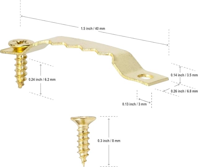 Detalle 2 de 60 Stück Sägezahn Bildaufhänger für Bilderrahmen (Schwarz, Gold, Silber) – inkl. Schrauben