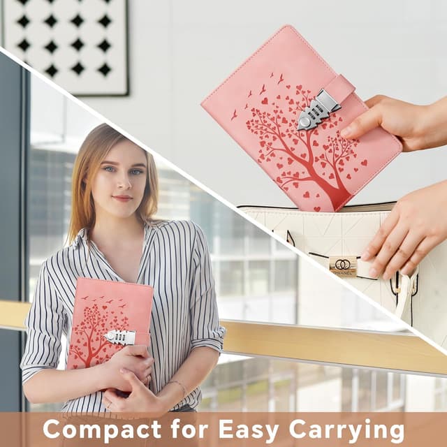 Detalle de HwxBen Diario Segreto A5 Rosa con Lucchetto – 240 Pagine con serratura