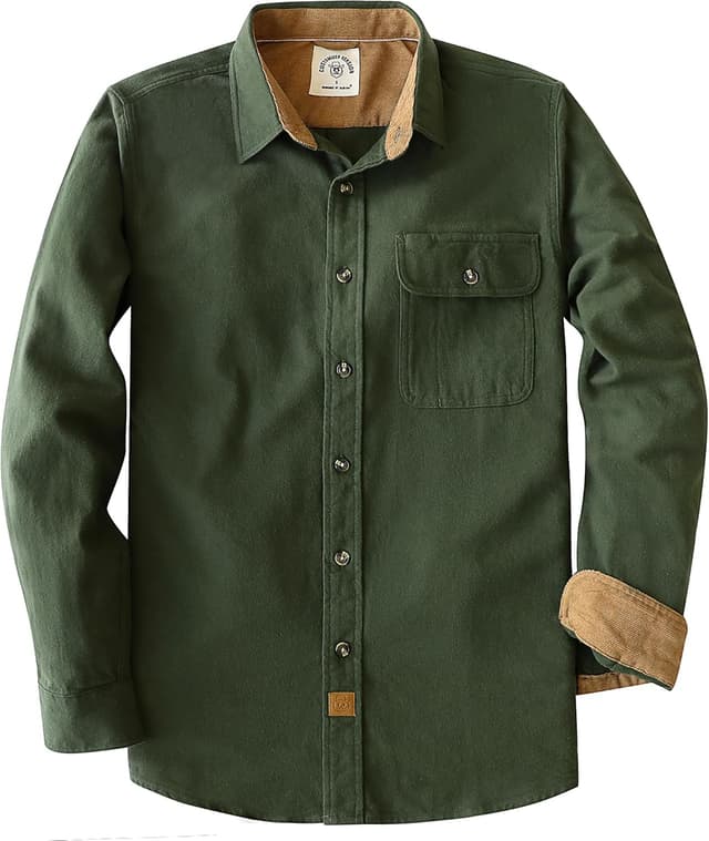 Detalle de Dubinik Herren Flanellhemd kariert mit Brusttasche und Langarm (Regular Fit)