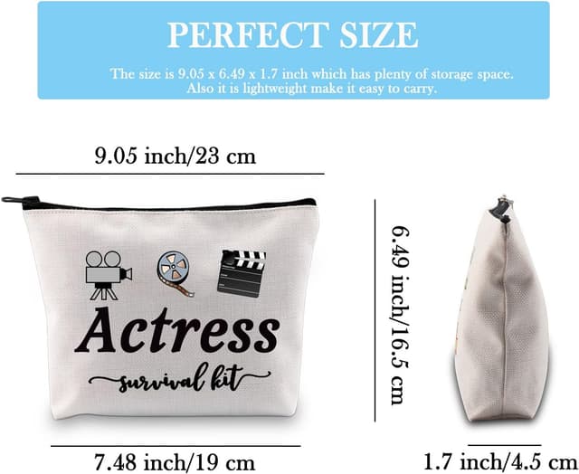 Detalle de Actress Survival Kit Theatre Acting Gift Canvas Zip Pouch (EU) for Drama Students