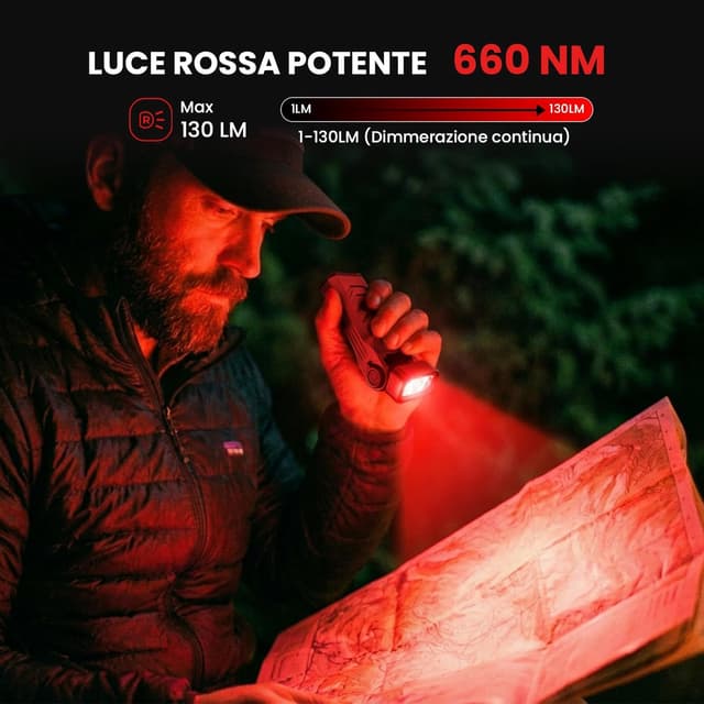 Thumbnail 4 de Sofirn ST2 EDC torcia ricaricabile 3 in 1: bianca 3000 lm + rossa 660 nm + UV 365 nm, USB-C, magnetica e IPX6