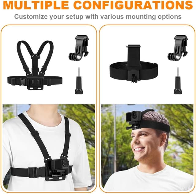 Detalle de Adiwo Action Kamera Brustgurt Halterung Kit (Brust- & Kopfhalterung) – Zubehör für GoPro & DJI Action