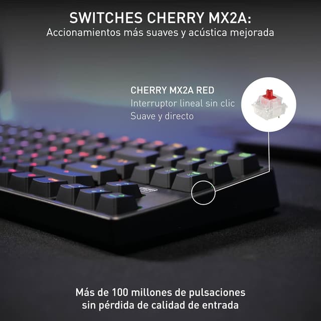 Detalle de CHERRY XTRFY K4V2 TKL Gaming Teclado RGB, AZERTY