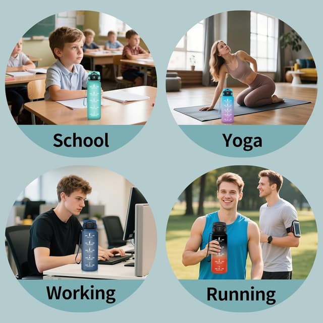 Detalle 2 de Motswedi borraccia 1500 ml motivazionale senza BPA con cannuccia