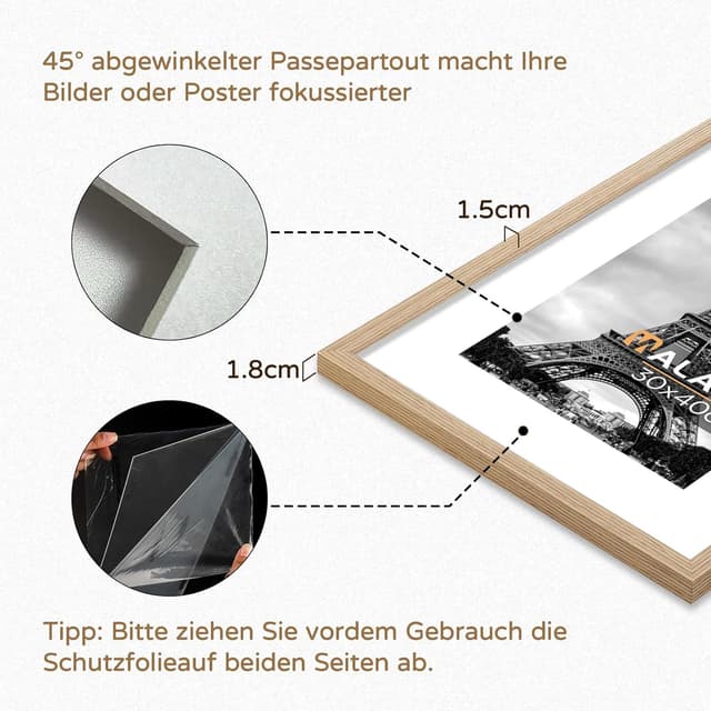 Thumbnail 3 de Walasis Bilderrahmen 30x40 Holz 3er Set