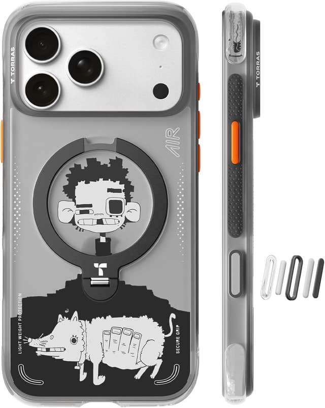 Detalle de TORRAS Ostand Q3 Air GAWX Limited Edition for iPhone 17 Pro Max case with 360° rotating ring stand