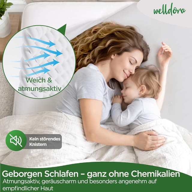 Detalle de Welldora Premium Milbenbezug Matratzen 140x200x20 – Anti-Milben & Bettwanzen Encasing mit Reißverschluss