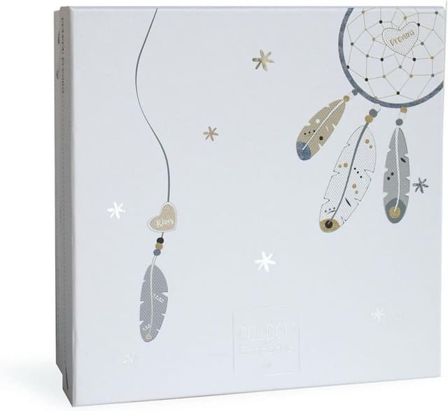 Detalle 2 de Doudou et Compagnie DC3536 ATTRAP-REVE Panda Bettdecke im Geschenkkarton – grau