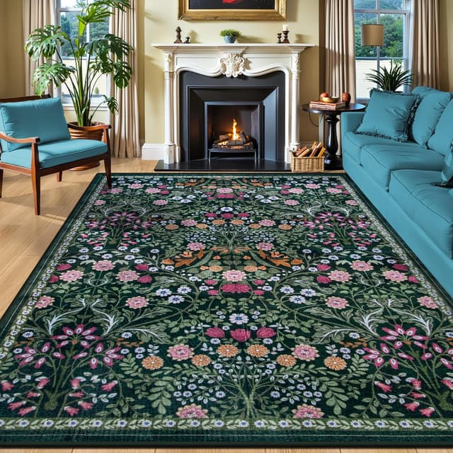 Imagen de 8x10 Floral Washable Area Rug 🏡 en OfertitasTOP