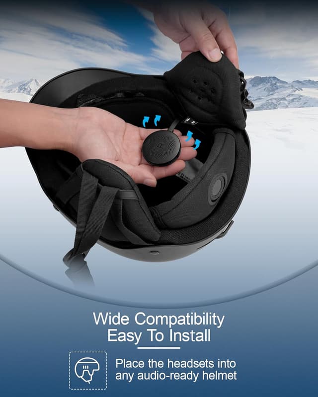 Detalle de Doohoeek Wireless Ski Helmet Headphones with Slim Bluetooth 5.3, Built-in Mic & IPX5 (with charging case)