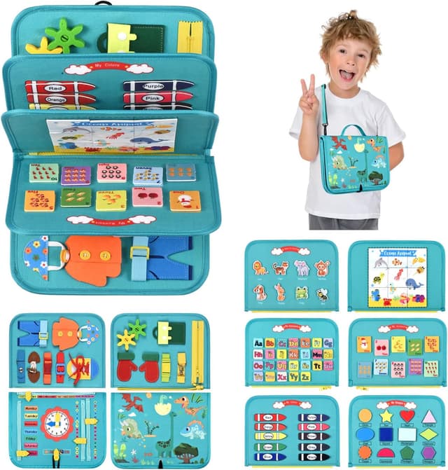 Detalle de VISATOR Busy Board Montessori 8‑piece sensory toys 🎲