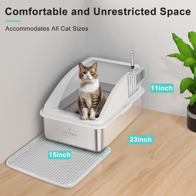 Thumbnail 3 de Stainless Steel XL Enclosed Cat Litter Box 🐱