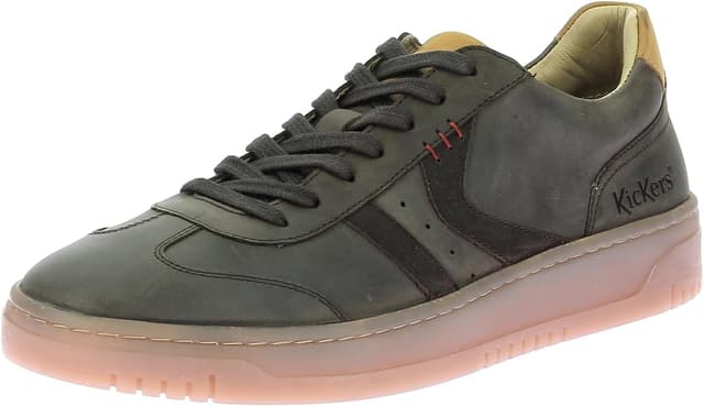 Detalle de Kickers Bamba Basket pour homme : baskets cuir à lacets, confort textile