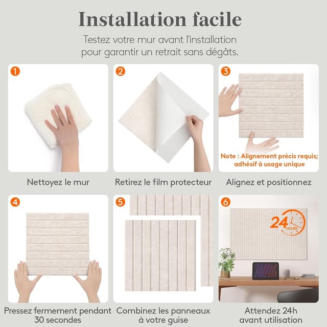 Thumbnail 6 de Tableau en feutre adhésif Lifewit (lot de 12 panneaux 120x90 cm) pour notes et photos, noir