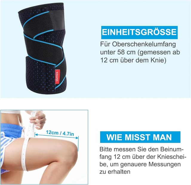 Detalle de SIVITICK Kniebandage unisex mit Seitenstabilisatoren und Patella-Gel-Pad – einstellbar, für Sport und Alltag