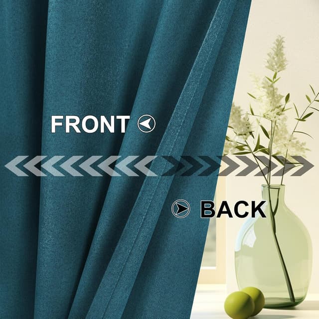 Detalle de YSTELLAA Rideau 100% occultant lot de 2, 140×240 cm effet lin (anti-froid, anti-chaleur, anti-bruit) avec œillets, vert