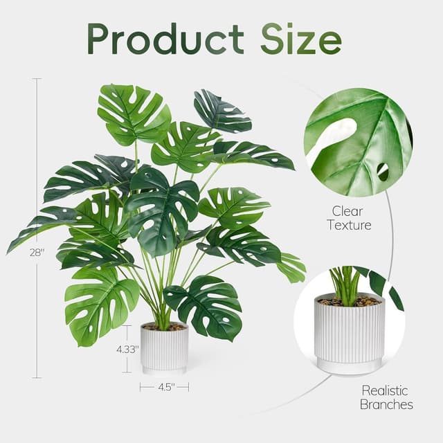 Thumbnail 2 de Laelfe Planta Artificial Monstera 75cm con Maceta