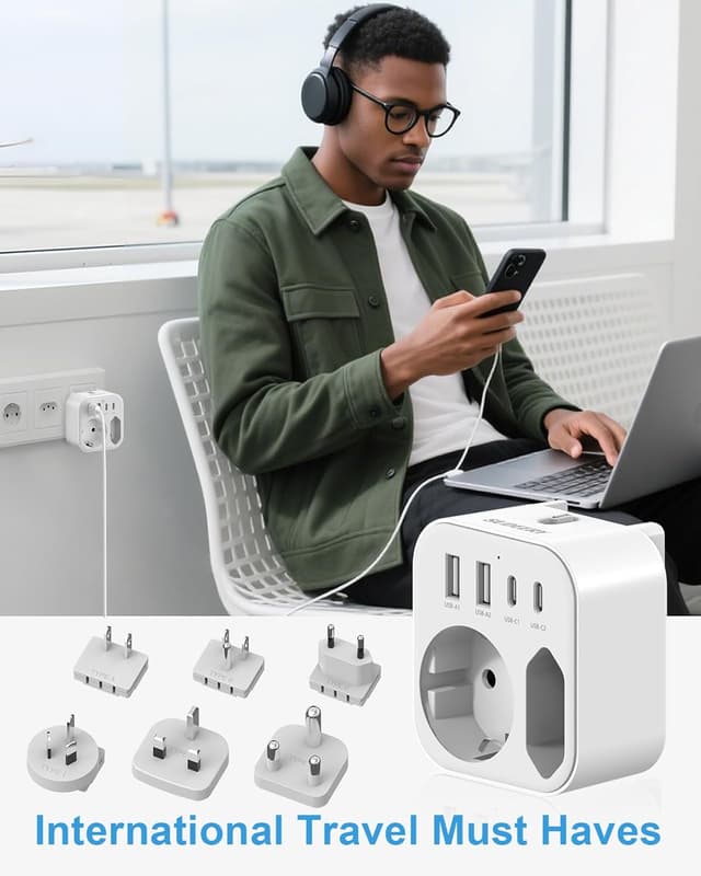 Thumbnail 6 de Universal Reiseadapter 6‑in‑1 mit 2 USB‑A & 2 USB‑C 🌍