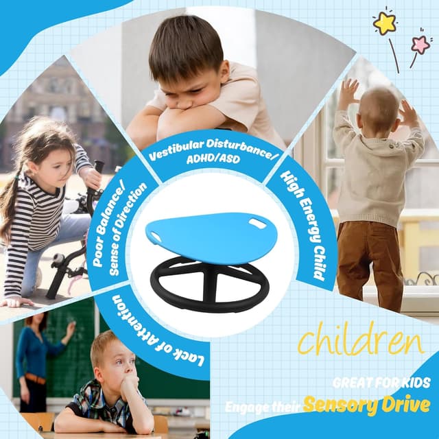 Detalle de LGMCF Kids Sensory Spinning Chair (Blue) with Safety Handle and Non-Slip Design