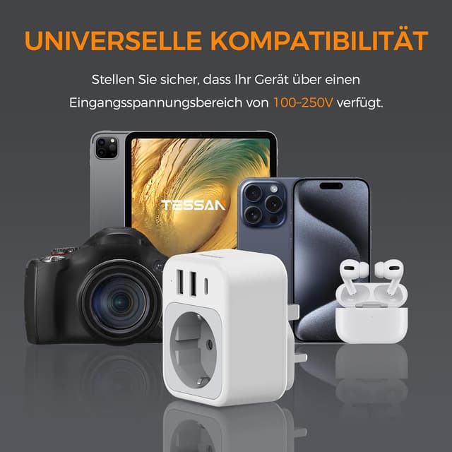 Thumbnail 6 de TESSAN Adapter England Deutsch Reisestecker Typ G