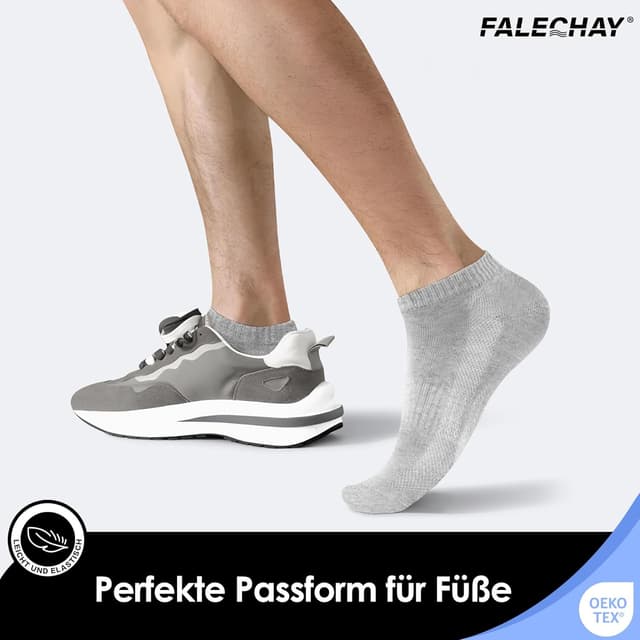 Detalle de Falechay 10 Paar Sneaker Socken aus Baumwolle – atmungsaktiv & kurz, unisex