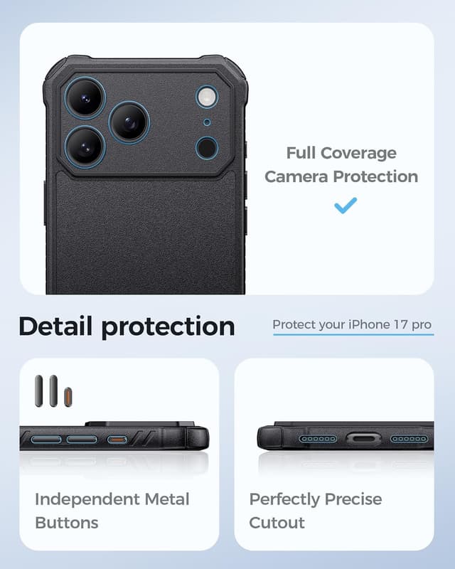 Detalle de ASAFCASE for iPhone 17 Pro Case with Stand (MagSafe Compatible) — Black