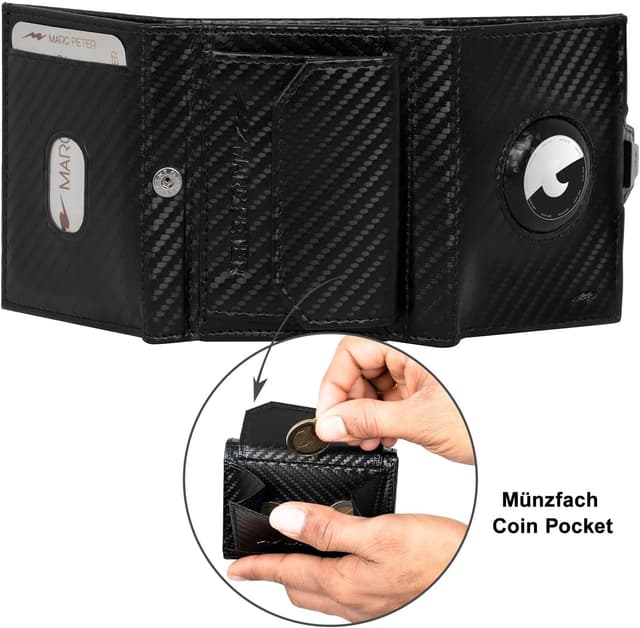 Thumbnail 6 de Marc Peter Jupiter Airtag Echtleder Geldbörse mit XL-Münzfach – kleines Portemonnaie für Herren (bis 11 Karten, RFID) | AirTag-kompatibel