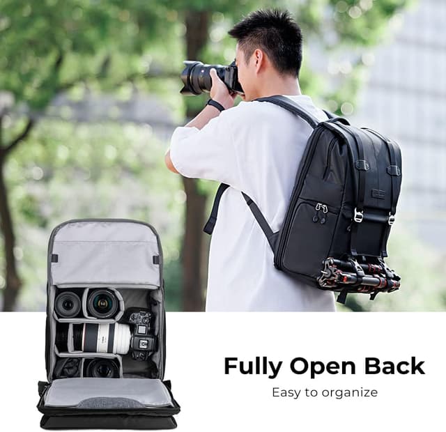 Detalle de K&F CONCEPT Kamerarucksack 20L mit 15,6-Zoll-Laptopfach – spritzwassergeschützter Fotorucksack für DSLR & SLR