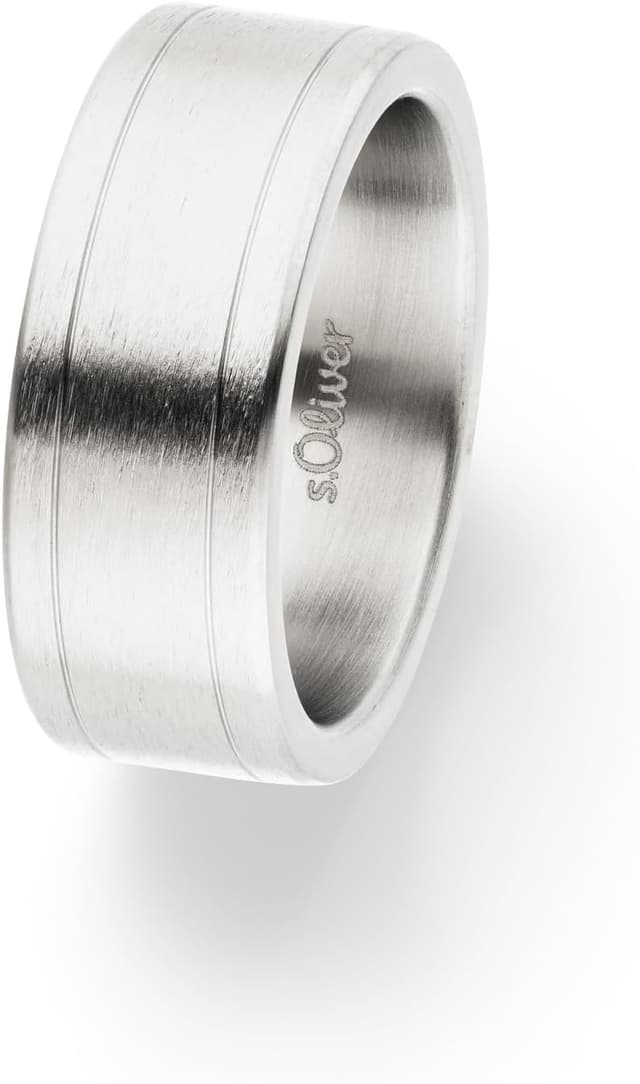 Detalle de s.Oliver Herrenring aus Edelstahl mit schwarzer IP-Beschichtung (Größe 62) inkl. Schmuck-Geschenkbox