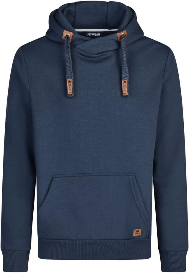 Detalle de riverso Hoodie Herren Regular Fit RIVNiklas Kapuzenpullover – Cross-Over-Kragen in Grau/ Braun/ Grün/ Rot/ Blau/ Schwarz/ Beige