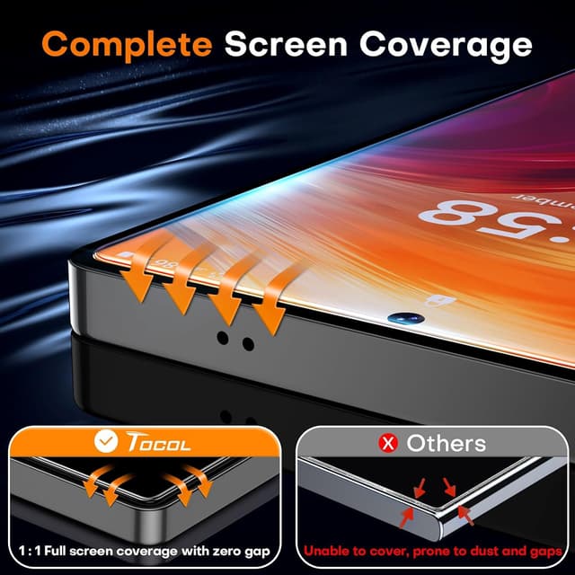 Detalle de TOCOL 2 Pack Screen Protector for Samsung Galaxy S25 Ultra (6.9-inch) – Instant dust-free installation 9H+ tempered glass