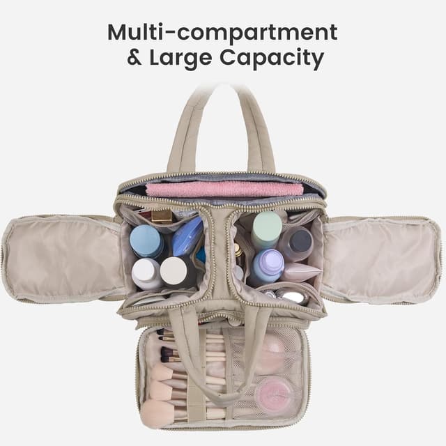 Detalle de LOVEVOOK Kulturtasche Damen groß – leichte Reise-Kosmetiktasche mit Nassfach und großem Fassungsvermögen