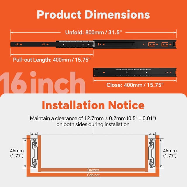 Detalle 2 de ToBeGreat glissière tiroir 400 mm