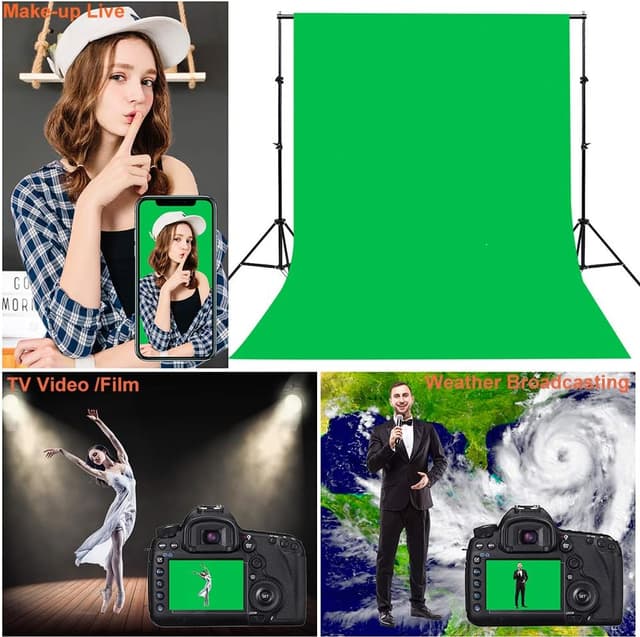 Detalle 2 de Green Screen Fotohintergrund 1,5x2 m (Bonvvie) aus Musselin – faltbar für Chromakey in Foto & Video