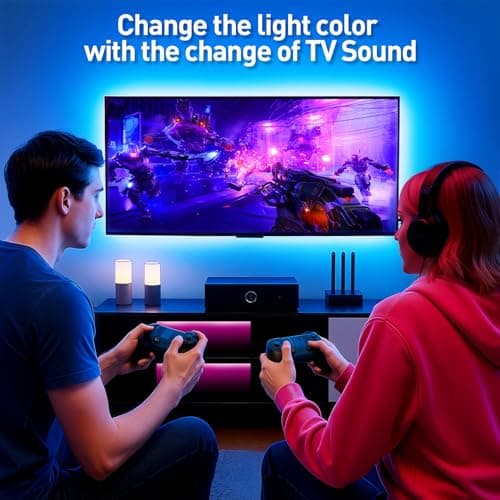 Detalle 2 de Ylatoial Tira LED 5M para TV de 50" a 75" con Bluetooth, micrófono y mando 2.4G