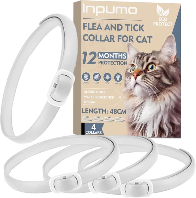 Detalle de Collier anti-puces pour chats réglable et imperméable (48 cm) – protection jusqu’à 12 mois, huiles essentielles