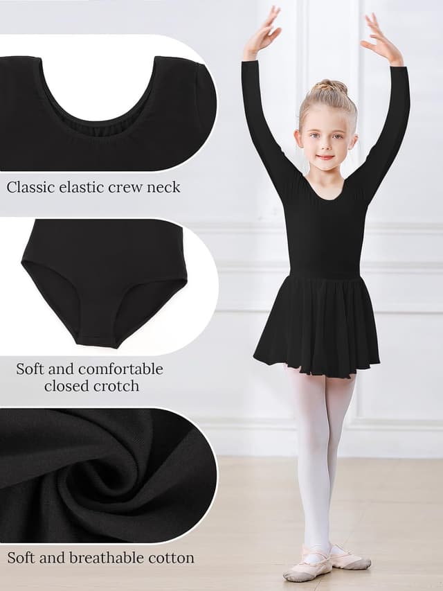 Detalle de Kefiyis body da danza con maniche lunghe e gonna in cotone per ragazze 3-11 anni