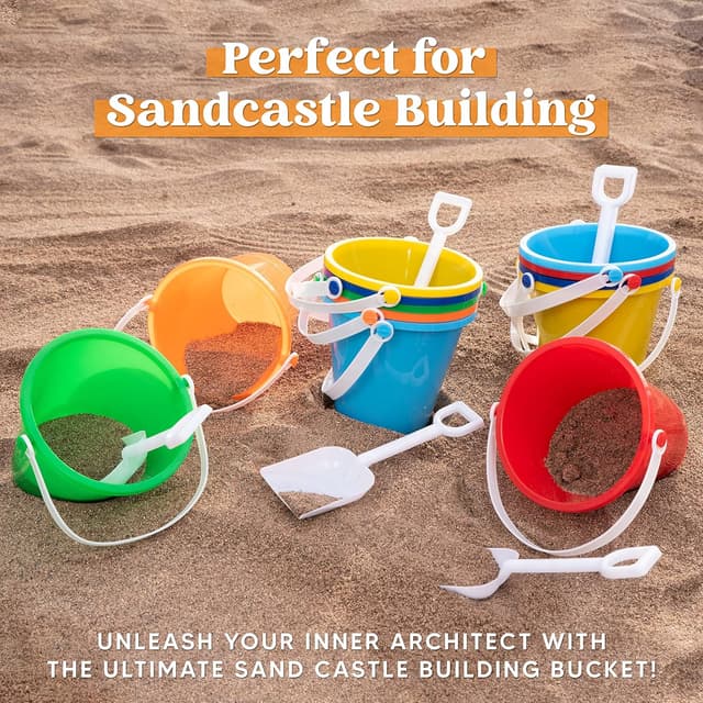 Detalle de Sloosh 12 Sets Sand Buckets with Shovels for Kids (24-piece beach pail & spade set)