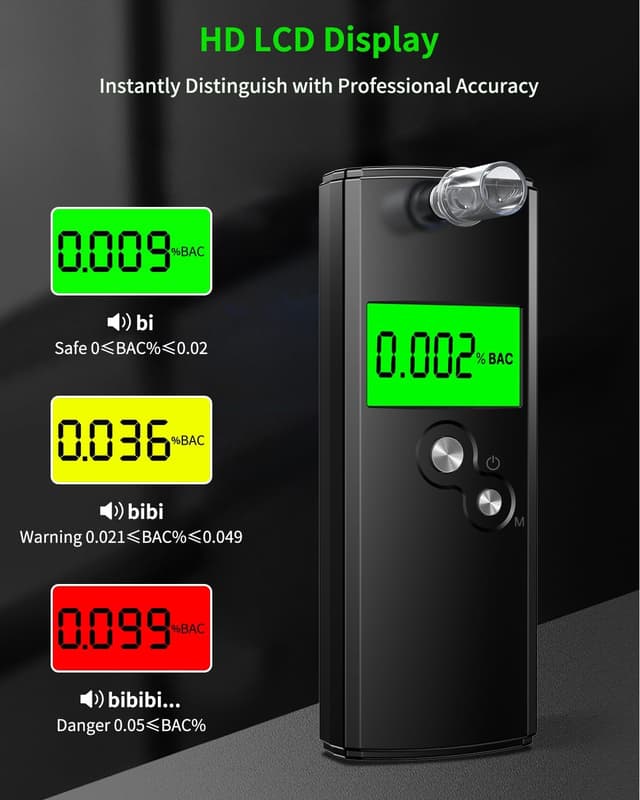 Detalle 2 de Pohicoo Ethylotest électronique homologué NF : alcootest portable à écran LCD (noir)