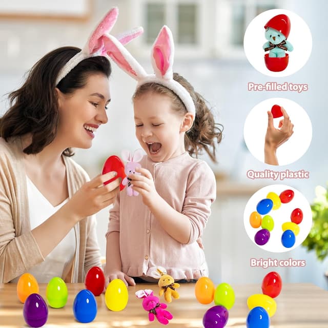 Detalle 2 de Lnsignifcjyzk Ostereier 12er-Pack mit Plüschhase